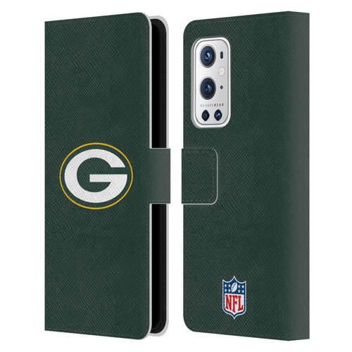 NFL Green Bay Packers Logo Plain Leather Book Wallet Case Cover For OnePlus 9 Pro
