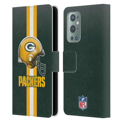 NFL Green Bay Packers Logo Helmet Leather Book Wallet Case Cover For OnePlus 9
