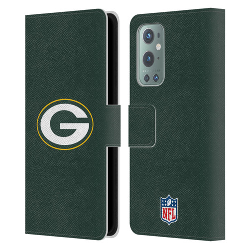 NFL Green Bay Packers Logo Plain Leather Book Wallet Case Cover For OnePlus 9