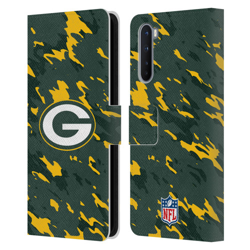 NFL Green Bay Packers Logo Camou Leather Book Wallet Case Cover For OnePlus Nord 5G