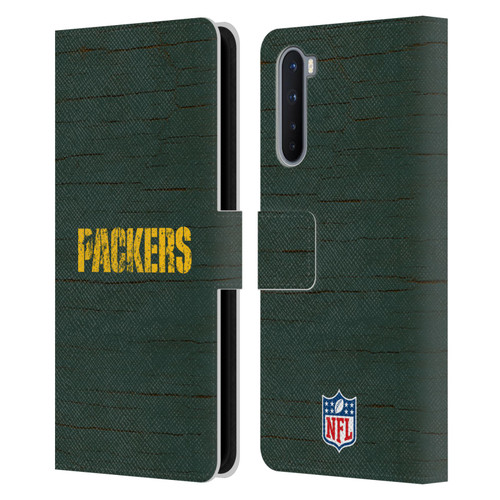 NFL Green Bay Packers Logo Distressed Look Leather Book Wallet Case Cover For OnePlus Nord 5G