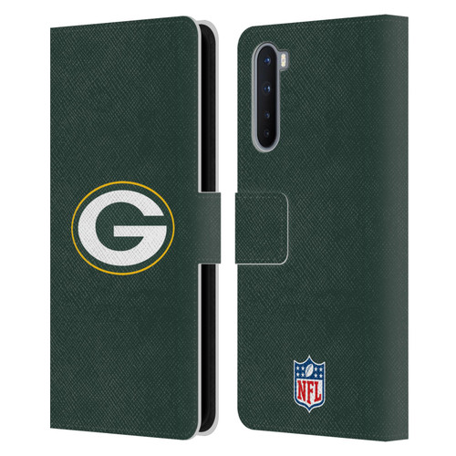 NFL Green Bay Packers Logo Plain Leather Book Wallet Case Cover For OnePlus Nord 5G