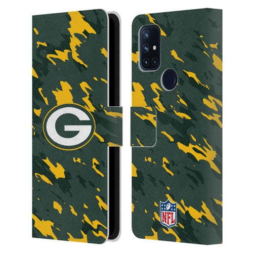 NFL Green Bay Packers Logo Camou Leather Book Wallet Case Cover For OnePlus Nord N10 5G