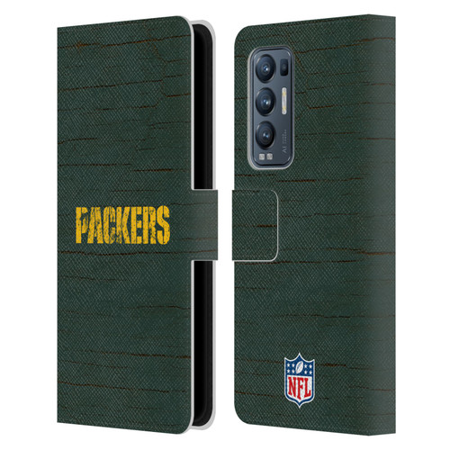 NFL Green Bay Packers Logo Distressed Look Leather Book Wallet Case Cover For OPPO Find X3 Neo / Reno5 Pro+ 5G