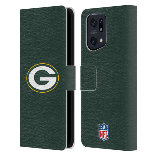 NFL Green Bay Packers Logo Plain Leather Book Wallet Case Cover For OPPO Find X5 Pro