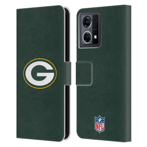 NFL Green Bay Packers Logo Plain Leather Book Wallet Case Cover For OPPO Reno8 4G