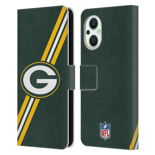 NFL Green Bay Packers Logo Stripes Leather Book Wallet Case Cover For OPPO Reno8 Lite