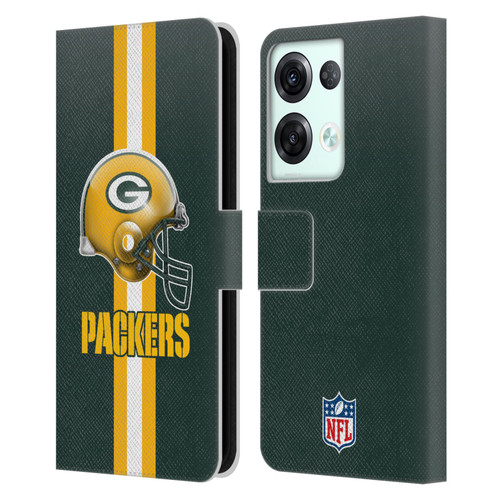 NFL Green Bay Packers Logo Helmet Leather Book Wallet Case Cover For OPPO Reno8 Pro