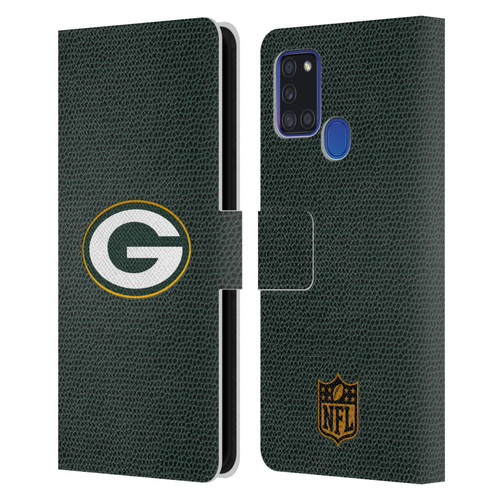 NFL Green Bay Packers Logo Football Leather Book Wallet Case Cover For Samsung Galaxy A21s (2020)