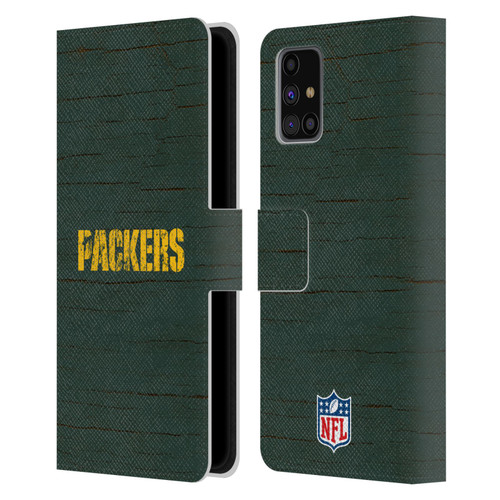 NFL Green Bay Packers Logo Distressed Look Leather Book Wallet Case Cover For Samsung Galaxy M31s (2020)