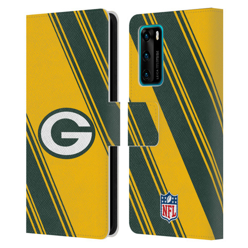 NFL Green Bay Packers Artwork Stripes Leather Book Wallet Case Cover For Huawei P40 5G