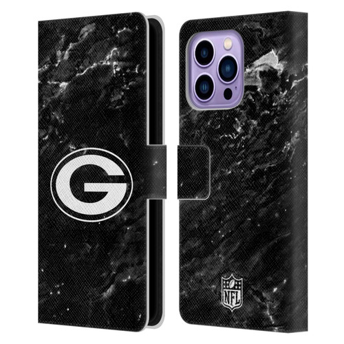NFL Green Bay Packers Artwork Marble Leather Book Wallet Case Cover For Apple iPhone 14 Pro Max