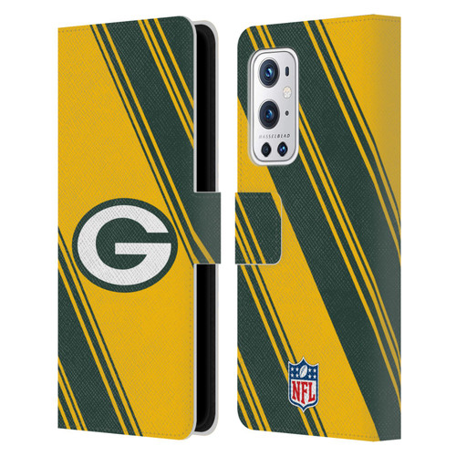 NFL Green Bay Packers Artwork Stripes Leather Book Wallet Case Cover For OnePlus 9 Pro