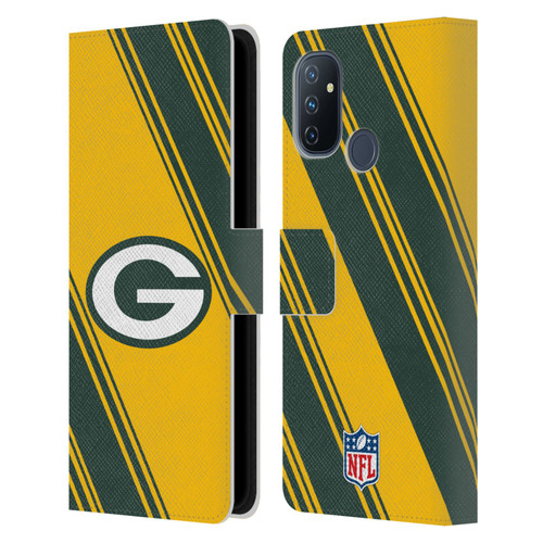 NFL Green Bay Packers Artwork Stripes Leather Book Wallet Case Cover For OnePlus Nord N100