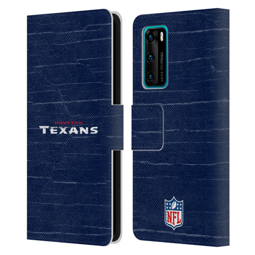 NFL Houston Texans Logo Distressed Look Leather Book Wallet Case Cover For Huawei P40 5G
