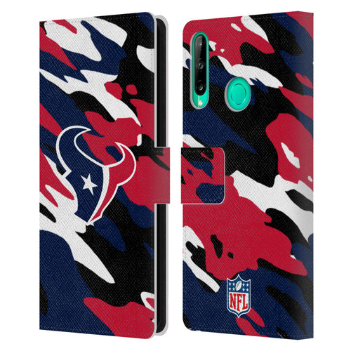 NFL Houston Texans Logo Camou Leather Book Wallet Case Cover For Huawei P40 lite E