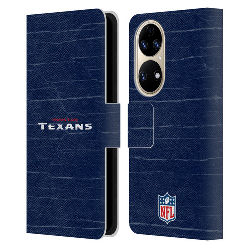 NFL Houston Texans Logo Distressed Look Leather Book Wallet Case Cover For Huawei P50