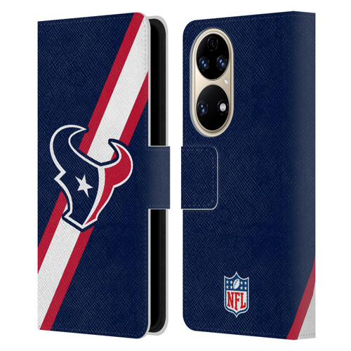 NFL Houston Texans Logo Stripes Leather Book Wallet Case Cover For Huawei P50