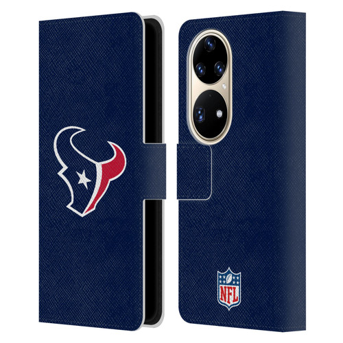 NFL Houston Texans Logo Plain Leather Book Wallet Case Cover For Huawei P50 Pro