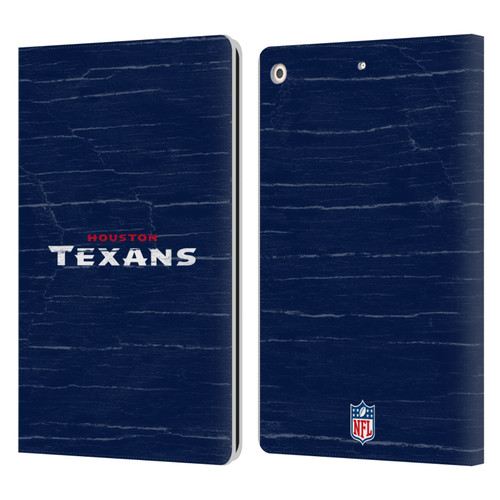 NFL Houston Texans Logo Distressed Look Leather Book Wallet Case Cover For Apple iPad 10.2 2019/2020/2021