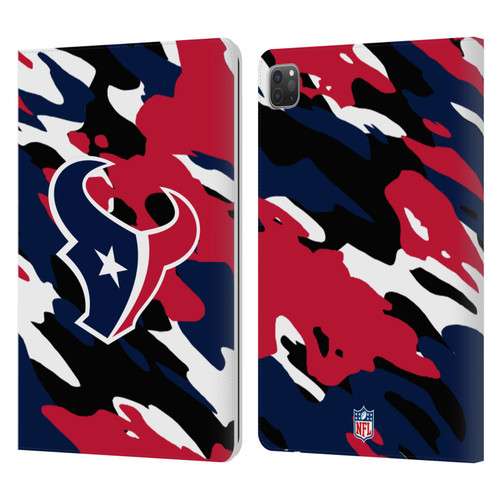 NFL Houston Texans Logo Camou Leather Book Wallet Case Cover For Apple iPad Pro 11 2020 / 2021 / 2022