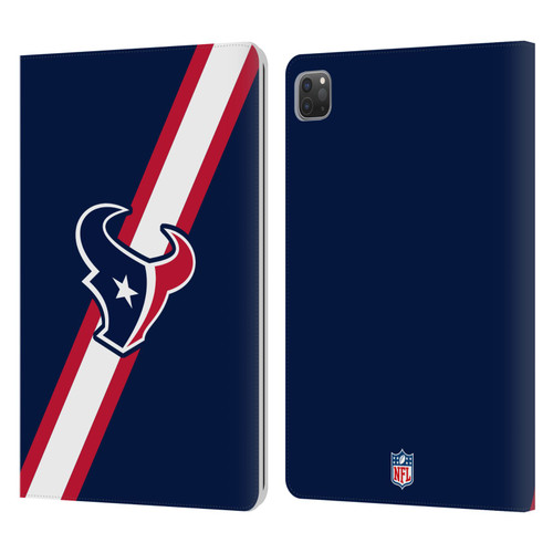NFL Houston Texans Logo Stripes Leather Book Wallet Case Cover For Apple iPad Pro 11 2020 / 2021 / 2022
