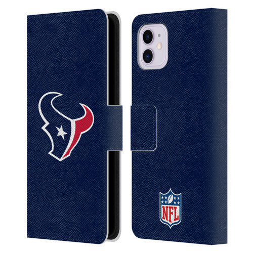 NFL Houston Texans Logo Plain Leather Book Wallet Case Cover For Apple iPhone 11