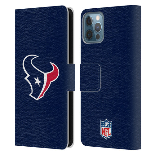 NFL Houston Texans Logo Plain Leather Book Wallet Case Cover For Apple iPhone 12 / iPhone 12 Pro