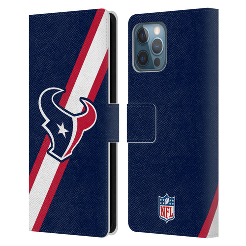 NFL Houston Texans Logo Stripes Leather Book Wallet Case Cover For Apple iPhone 12 Pro Max