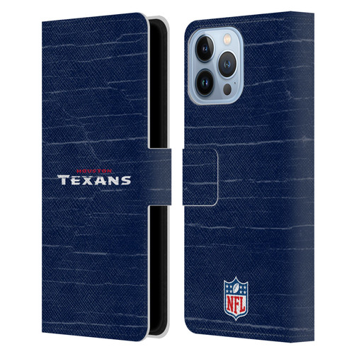 NFL Houston Texans Logo Distressed Look Leather Book Wallet Case Cover For Apple iPhone 13 Pro Max