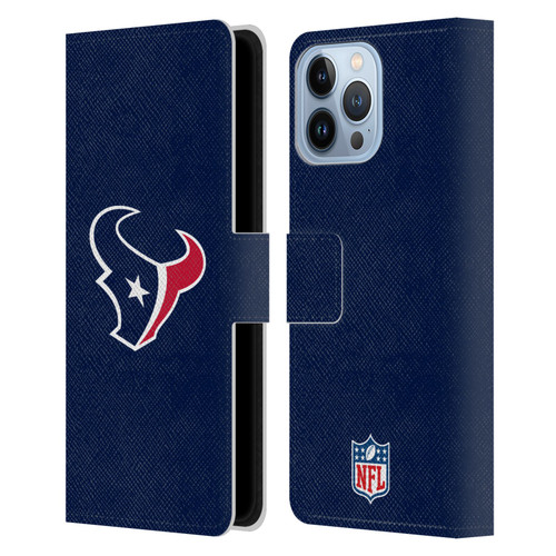NFL Houston Texans Logo Plain Leather Book Wallet Case Cover For Apple iPhone 13 Pro Max