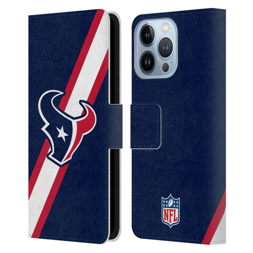 NFL Houston Texans Logo Stripes Leather Book Wallet Case Cover For Apple iPhone 13 Pro