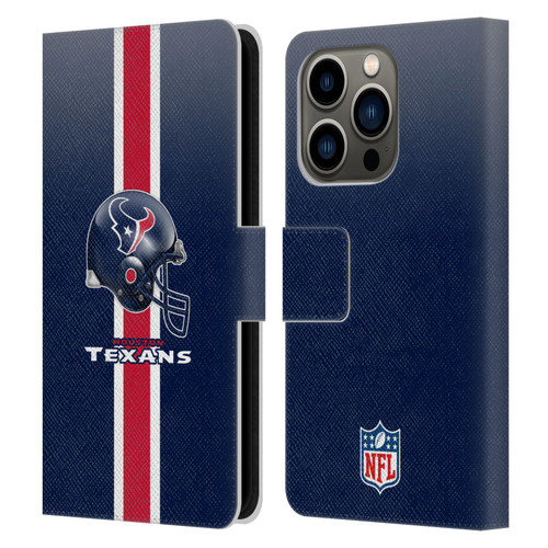 NFL Houston Texans Logo Helmet Leather Book Wallet Case Cover For Apple iPhone 14 Pro