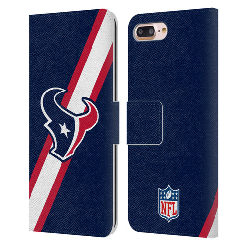 NFL Houston Texans Logo Stripes Leather Book Wallet Case Cover For Apple iPhone 7 Plus / iPhone 8 Plus