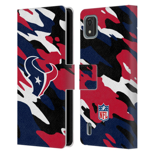 NFL Houston Texans Logo Camou Leather Book Wallet Case Cover For Nokia C2 2nd Edition