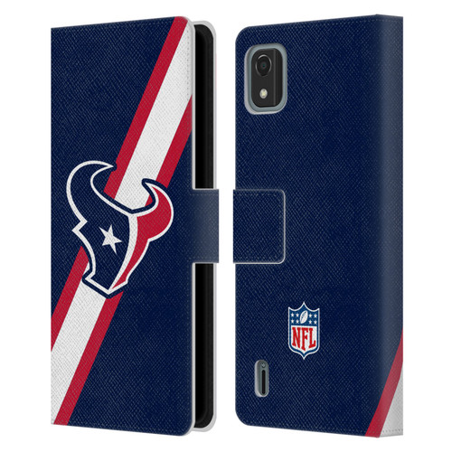 NFL Houston Texans Logo Stripes Leather Book Wallet Case Cover For Nokia C2 2nd Edition