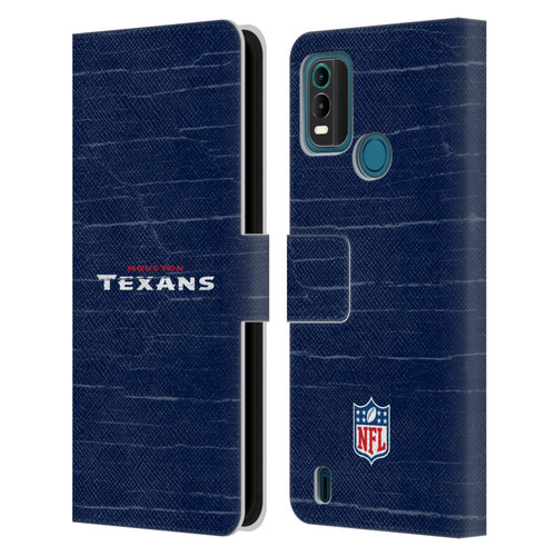 NFL Houston Texans Logo Distressed Look Leather Book Wallet Case Cover For Nokia G11 Plus