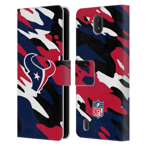 NFL Houston Texans Logo Camou Leather Book Wallet Case Cover For Nokia C01 Plus/C1 2nd Edition