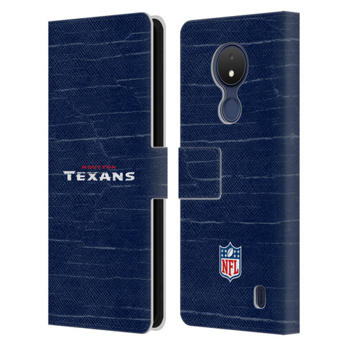 NFL Houston Texans Logo Distressed Look Leather Book Wallet Case Cover For Nokia C21