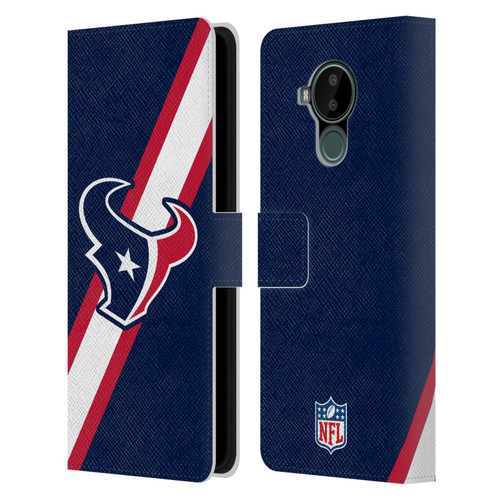 NFL Houston Texans Logo Stripes Leather Book Wallet Case Cover For Nokia C30