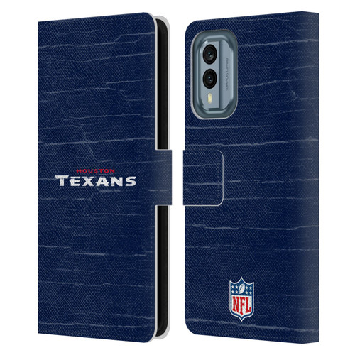 NFL Houston Texans Logo Distressed Look Leather Book Wallet Case Cover For Nokia X30