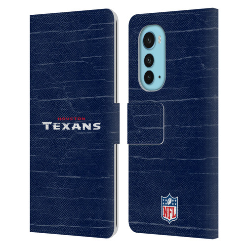 NFL Houston Texans Logo Distressed Look Leather Book Wallet Case Cover For Motorola Edge (2022)