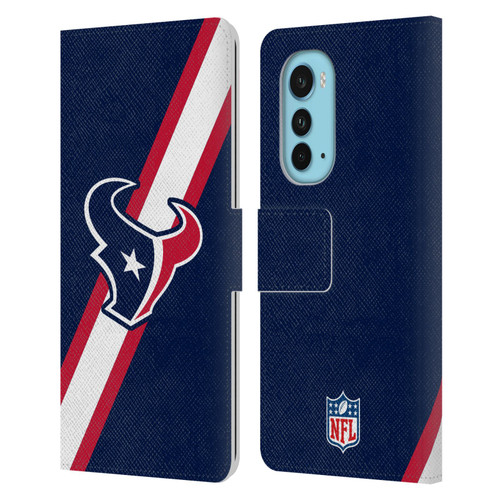 NFL Houston Texans Logo Stripes Leather Book Wallet Case Cover For Motorola Edge (2022)