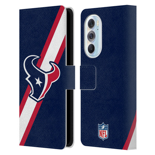 NFL Houston Texans Logo Stripes Leather Book Wallet Case Cover For Motorola Edge X30