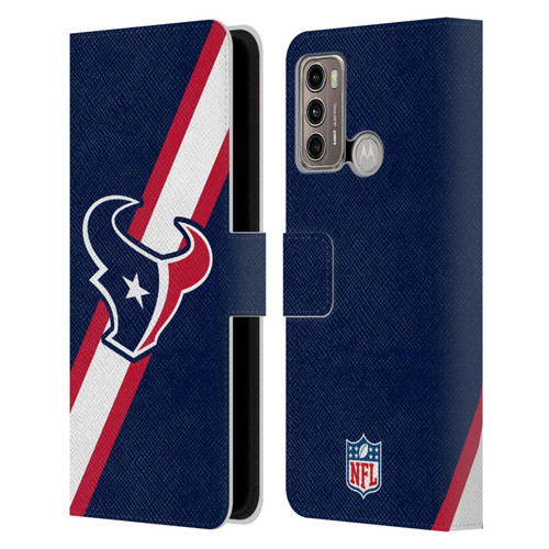 NFL Houston Texans Logo Stripes Leather Book Wallet Case Cover For Motorola Moto G60 / Moto G40 Fusion