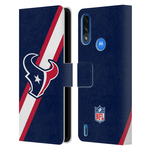 NFL Houston Texans Logo Stripes Leather Book Wallet Case Cover For Motorola Moto E7 Power / Moto E7i Power