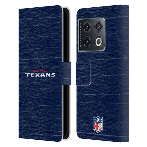 NFL Houston Texans Logo Distressed Look Leather Book Wallet Case Cover For OnePlus 10 Pro