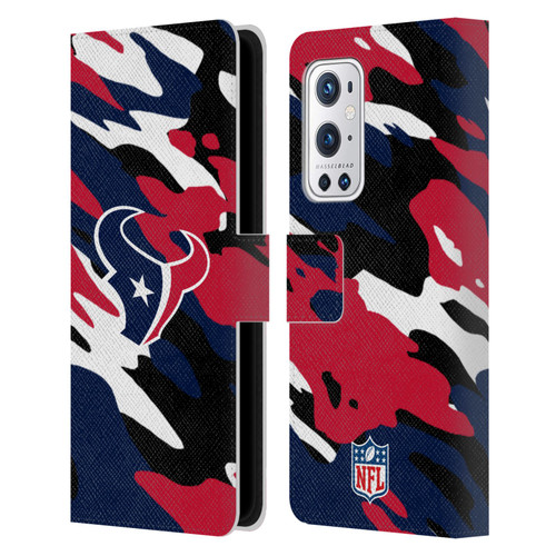 NFL Houston Texans Logo Camou Leather Book Wallet Case Cover For OnePlus 9 Pro