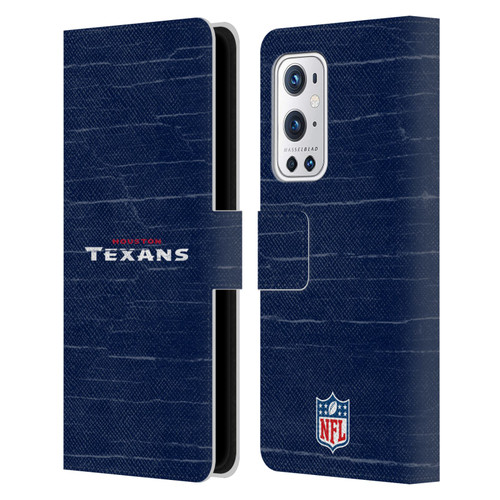 NFL Houston Texans Logo Distressed Look Leather Book Wallet Case Cover For OnePlus 9 Pro