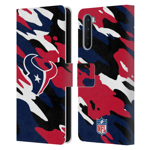 NFL Houston Texans Logo Camou Leather Book Wallet Case Cover For OnePlus Nord 5G